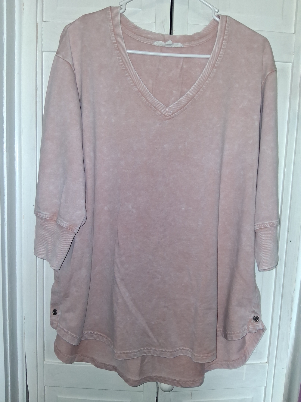 Jane and Delancey Acid Washed Blush V-Neck Tunic